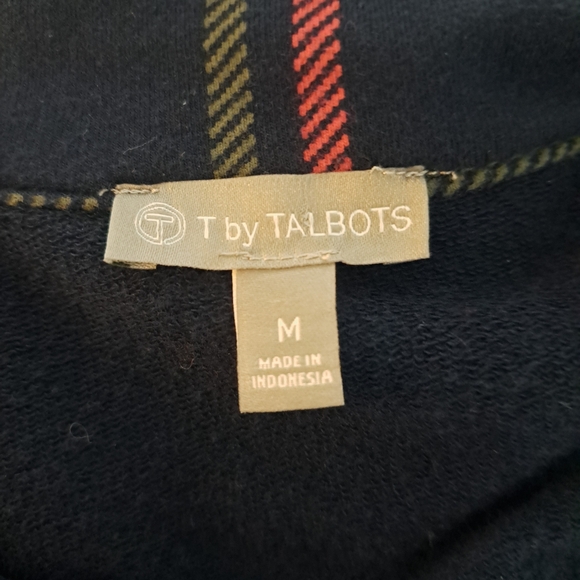 T by Talbots Navy Plaid Zip-Up Jacket Size M - Picture 2 of 5